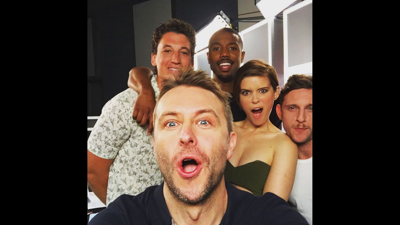 Television host Chris Hardwick takes a photo with the cast of the latest "Fantastic Four" movie on Sunday, July 12. Behind Hardwick, from left, are Miles Teller, Michael B. Jordan, Kate Mara and Jamie Bell. "Fantastic FIVE dammit," <a href="https://instagram.com/p/5BinY7JGtM/" target="_blank" target="_blank">Hardwick wrote on Instagram.</a>