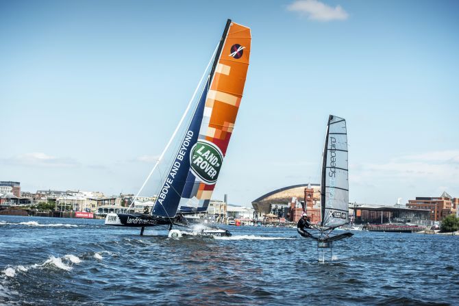 When the Extreme Sailing Series came to Cardiff, White took her boat onto the water in the nearby harbor.