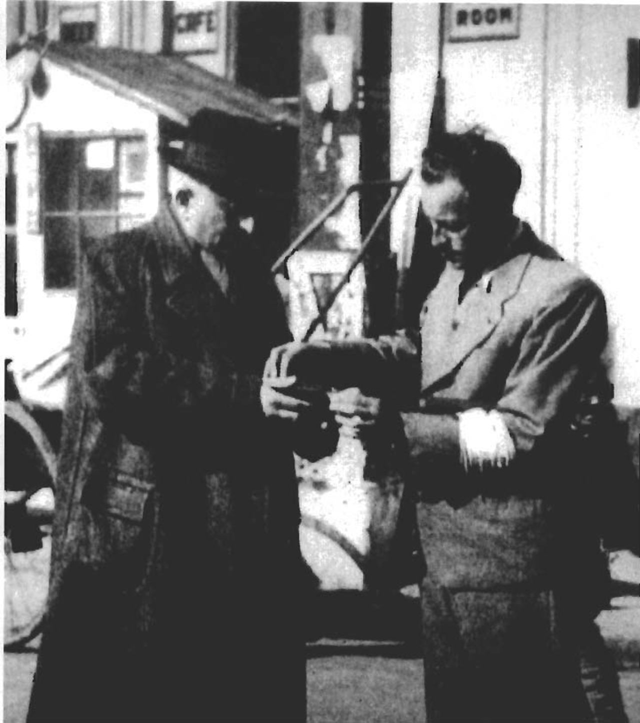 A Jewish refugee member of the "Pao Chia" -- a self-policing group that was organized by the Japanese in 1942 to guard the ghetto.