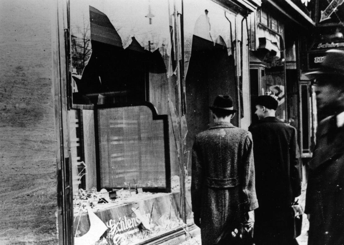 Jewish shops and businesses were destroyed by the Nazis during Kristallnacht. 