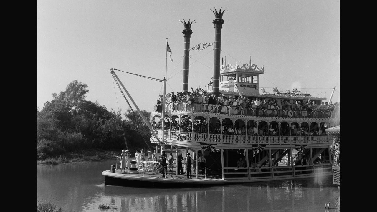 The Mark Twain Riverboat, which still exists today, was one of 18 rides and attractions that opened on July 17, 1955. The Mad Tea Party, Mr. Toad's Wild Ride and Jungle Cruise (modified later for Indiana Jones-Adventure) all opened that first day. It's a Small World didn't open until 1966, and the pre-movie Pirates of the Caribbean opened in 1967.