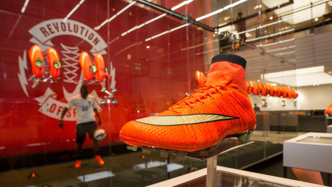Nike's come a long way since its first track shoes. Here is one of its new soccer cleats launched in New York for the 2014 World Cup.