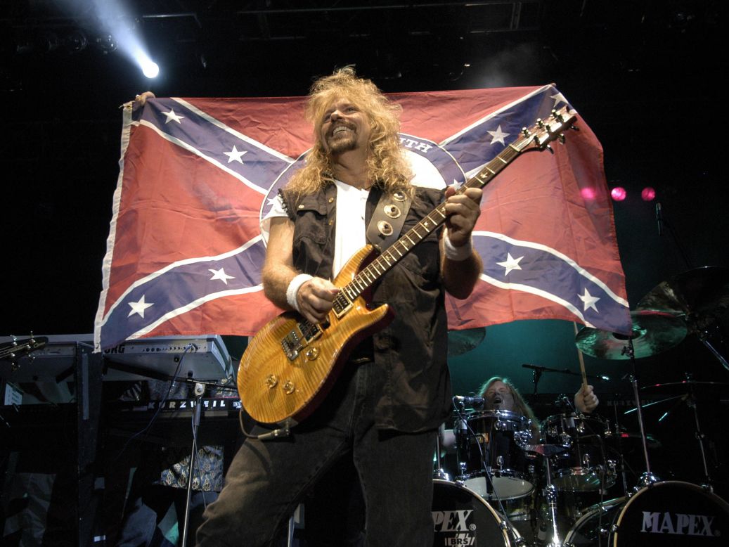 The Southern rock band Molly Hatchet has defended its use of the flag. "We still stand by our heritage, which is the South," guitarist Bobby Ingram <a href="http://www.hotmetalonline.com/2013/01/04/molly-hatchet-confederate-flag-not-racist/" target="_blank" target="_blank">told Hot Metal in 2013</a>. "I don't look at it as being racist at all. I look at it as heritage, not hate."