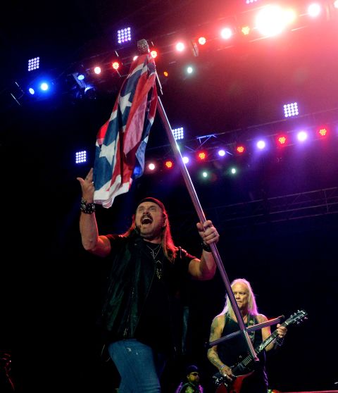 Lynyrd Skynyrd trotted out the flag as a symbol of rebellion in the 1970s, as seen on <a href="https://www.youtube.com/watch?v=ZVT-K82aoVI" target="_blank" target="_blank">a clip of the band performing "Sweet Home Alabama" in 1975</a>. The group's Gary Rossington<a href="http://newsroom.blogs.cnn.com/2012/09/09/lynyrd-skynyrd-talks-southern-roots/"> told CNN in 2012</a> that it would stop using it, though <a href="http://theboot.com/lynyrd-skynyrd-confederate-flag/" target="_blank" target="_blank">Skynyrd soon brought it back</a>. But now <a href="http://www.nola.com/music/index.ssf/2015/06/even_lynyrd_skynyrd_wanted_to.html" target="_blank" target="_blank">they give American flags more prominence</a>.