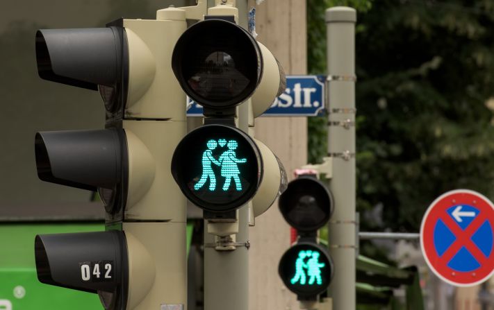 LGBT pride -- and awareness of the community's struggle -- are now written into the geography of Munich, guiding and blinking at city dwellers.