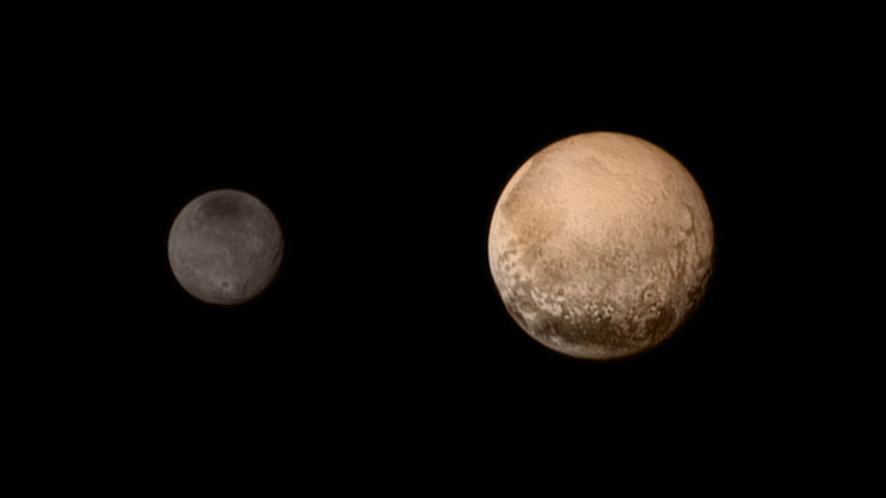 Image of Pluto and a moon from a NASA flyby