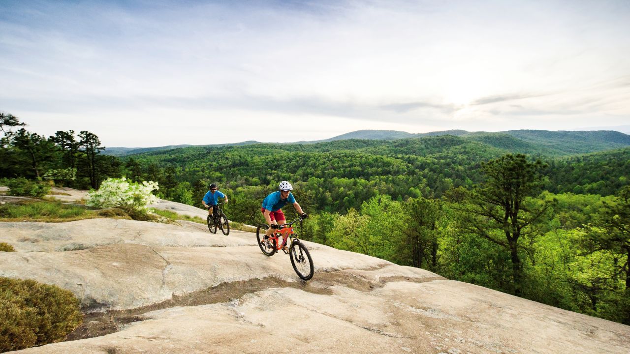 North Carolina's DuPont State Forest provides twisting and turning trails for some of the nation's best mountain biking. Its famous waterfalls have also been featured in movies.