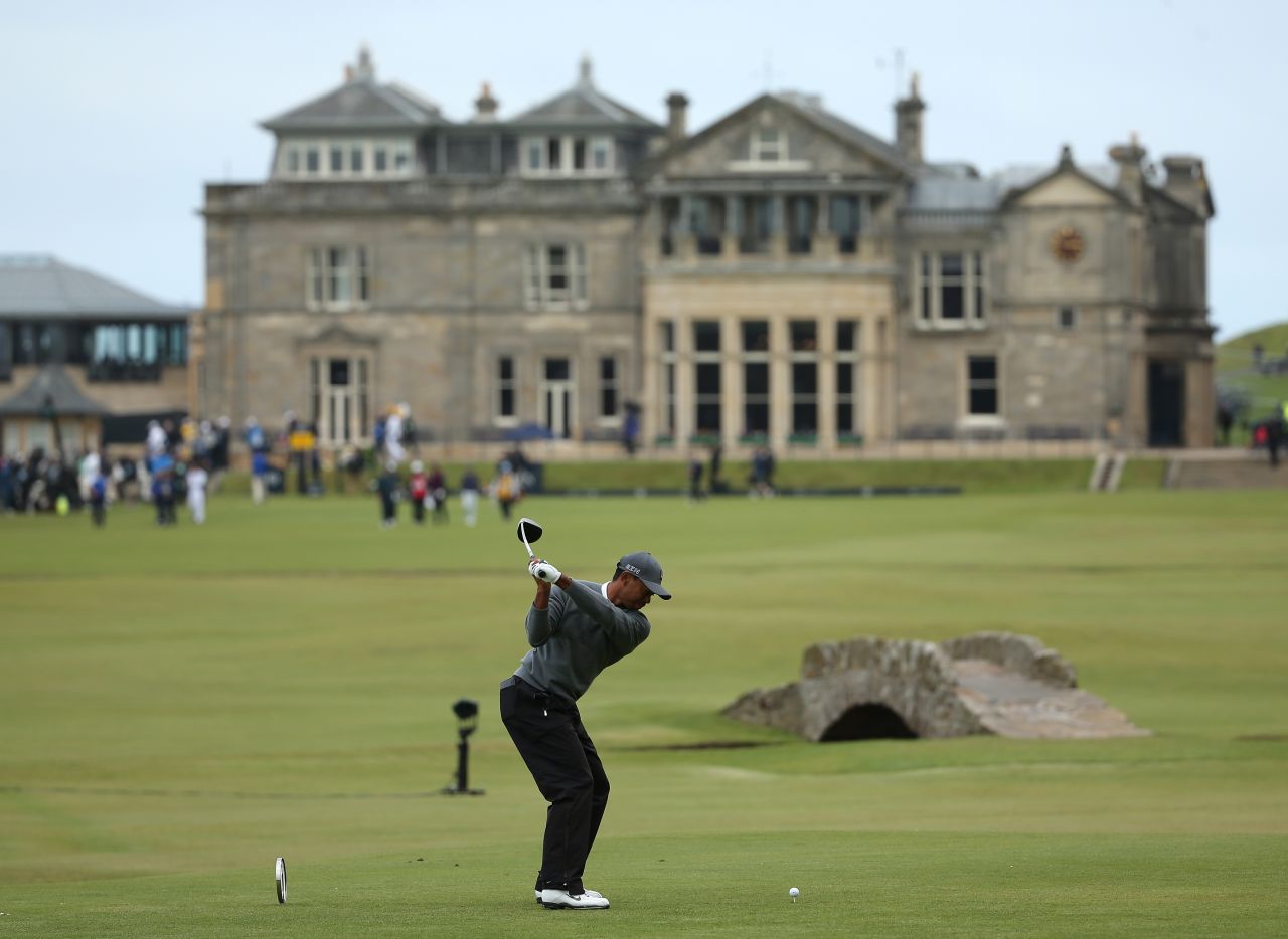 Woods was tied on four over with Tom Watson, the eight-time major winner who is playing at the Open Championship for the final time.