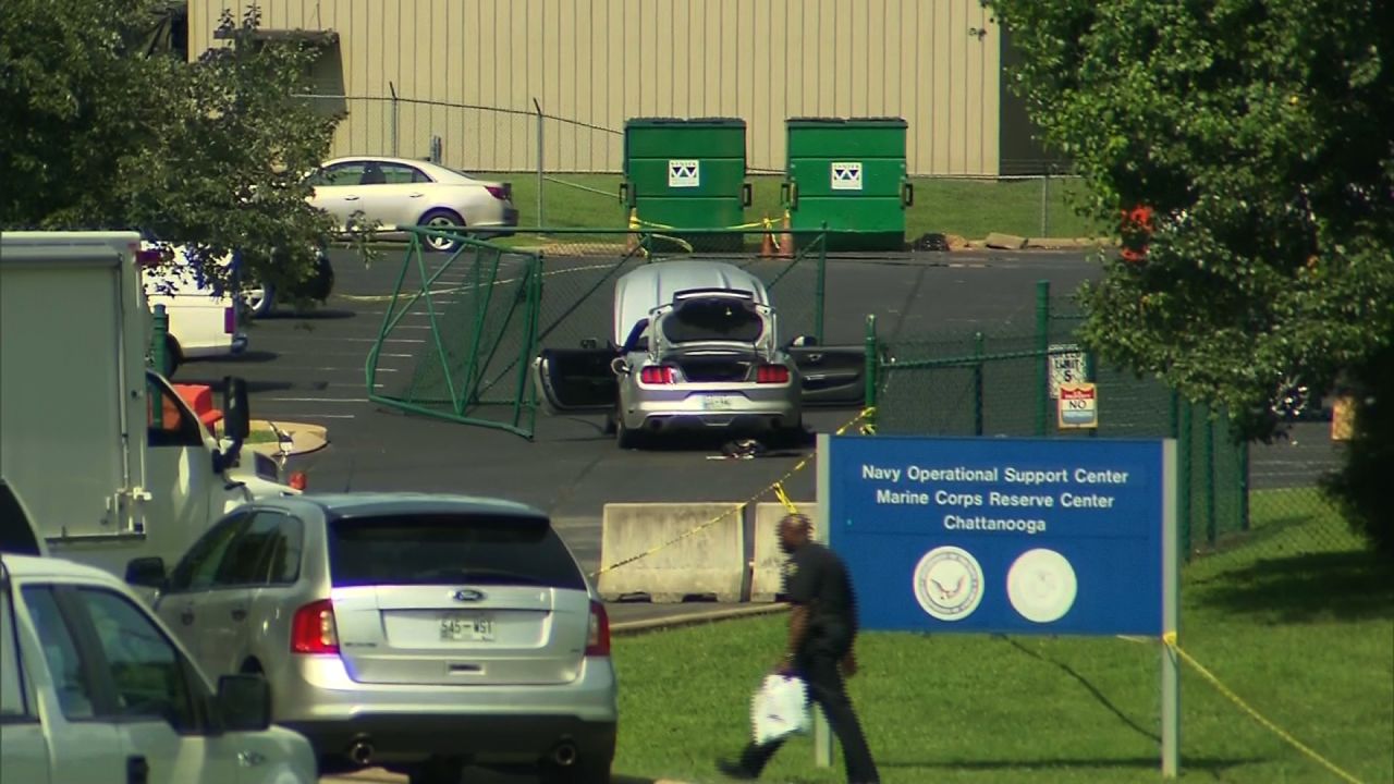 A car believed to be driven by Abdulazeez is seen on the grounds of the Navy facility.