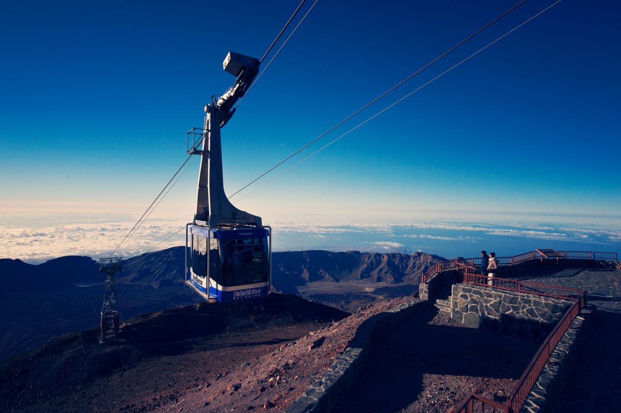 The "El Teleferico" cable car sweeps over Teide National Park, taking visitors to the summit in just eight minutes. <br />