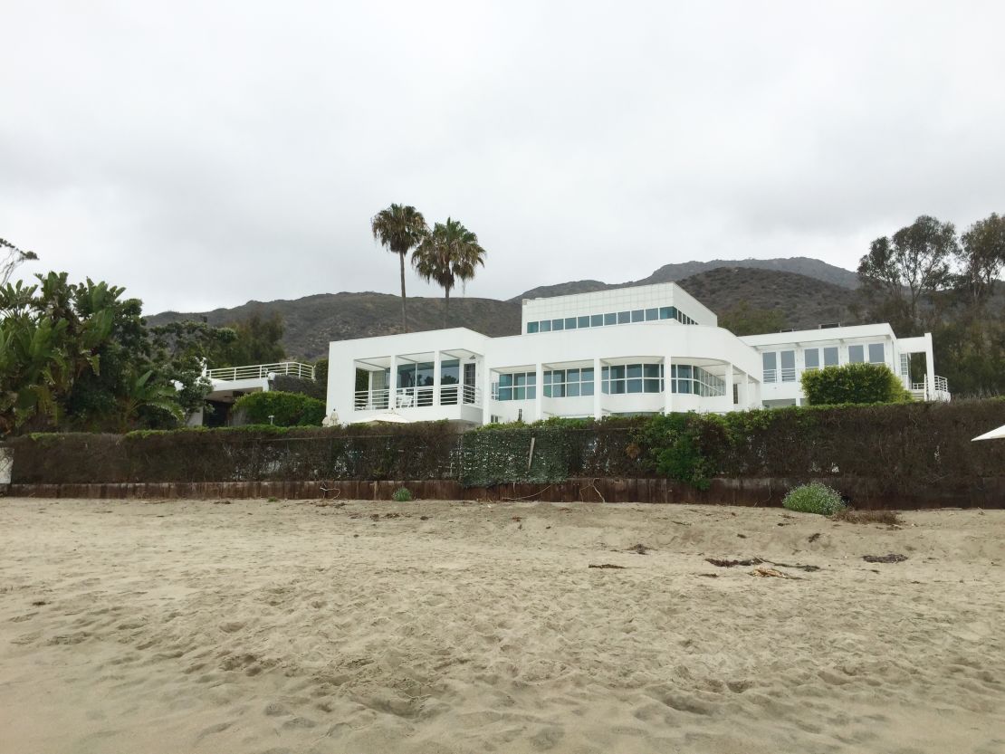 The new beach access runs alongside the Ackerberg home, designed by architect Richard Meier and built in the 1980s.