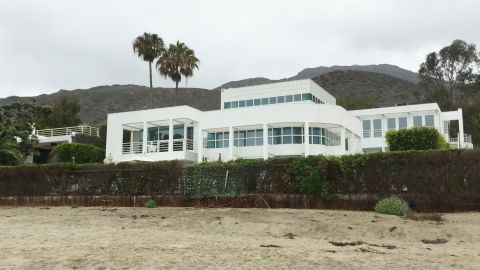 The new beach access runs alongside the Ackerberg home, designed by architect Richard Meier and built in the 1980s.