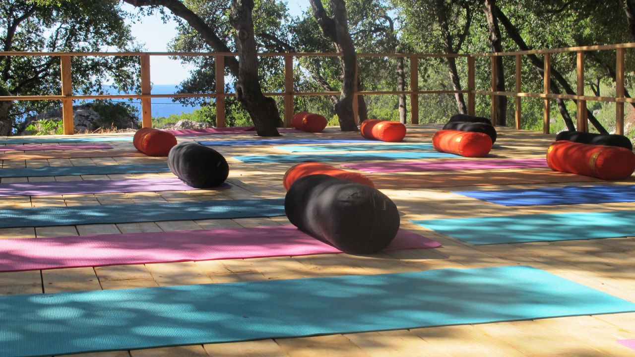 Based on the mythical island of Ithaki, Itha108 Yoga Studio has six individually designed bedrooms for patrons, as well as views across the Ionian Sea towards nearby Kefalonia.