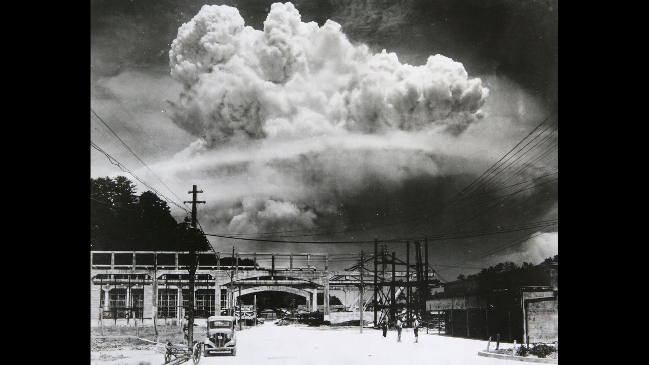 This photo was taken about six miles from the scene of the Nagasaki explosion. According to the Nagasaki Atomic Bomb Museum, photographer Hiromichi Matsuda took this photograph 15 minutes after the attack.