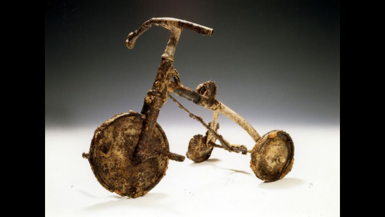 Seventy years after the United States dropped an atomic bomb on Hiroshima, Japan, this toddler's tricycle stands as a bitter reminder of the horrors of nuclear warfare. The story behind it was published as a children's book by Hiroshima survivor Tatsuharu Kodama in 1995. "Shin's Tricycle" is about a 3-year-old boy named Shinichi Tetsutani, who died in the attack. His father buried him with this trike -- his favorite toy. This and other fascinating artifacts have been preserved by the <a href="index.php?page=&url=http%3A%2F%2Fwww.pcf.city.hiroshima.jp%2Ftop_e.html" target="_blank" target="_blank">Hiroshima Peace Memorial Museum</a>.