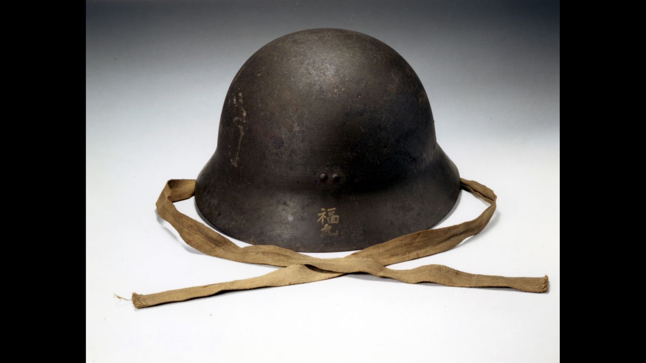 Teacher Ryo Fukumaru was escorting students to a factory at the time of the attack. He was badly burned over most of his body -- except his head, which was shielded by this helmet. He was able to walk back to his school before he collapsed. Two days later, he was carried on a stretcher back to his family. At first, because of his burns, relatives failed to recognize him. He struggled to heal for more than six months. When he recovered, Fukumaru was left with scars covering most of his body. He was eventually able to return to work.