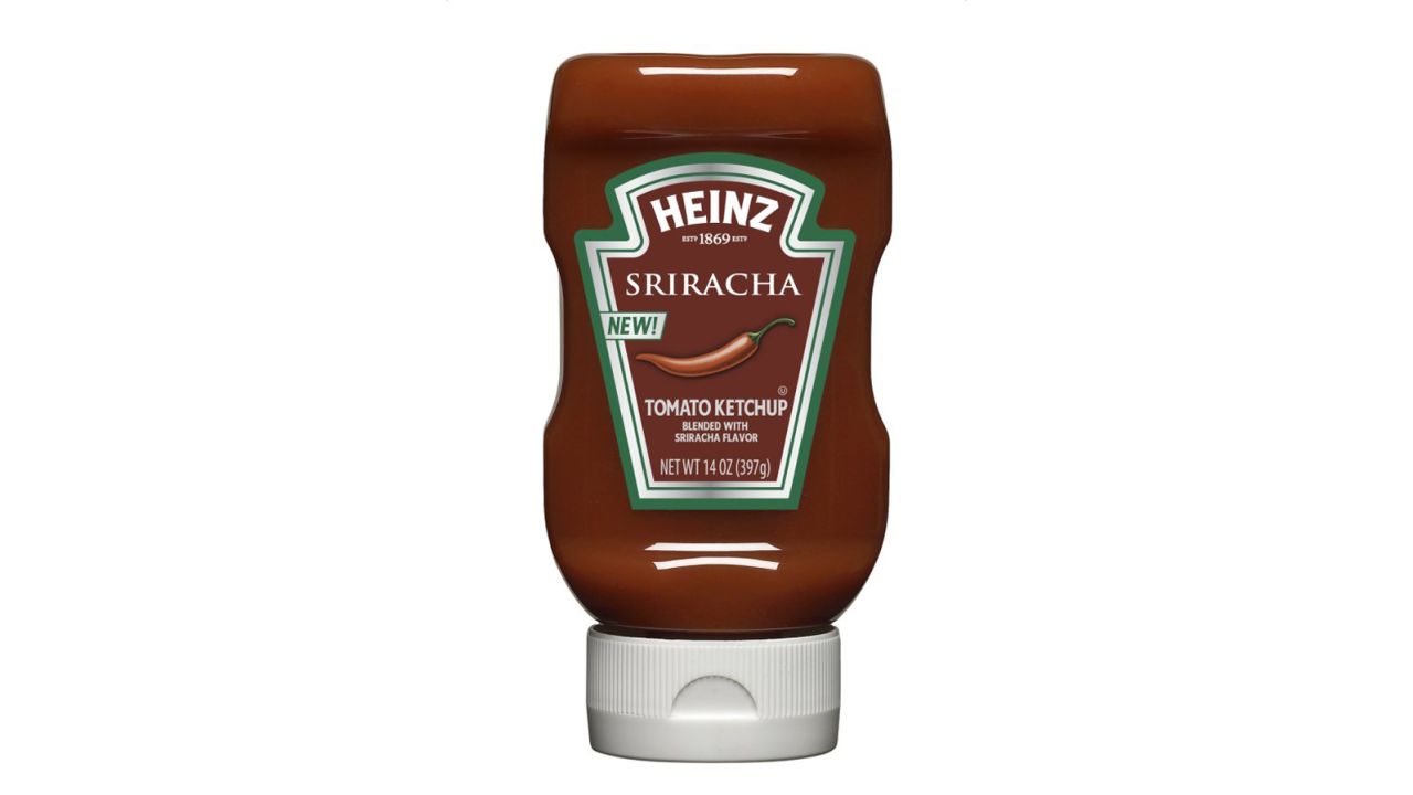 Heinz ketchup blended with spicy Sriracha flavor -- one of many strange new snack foods.