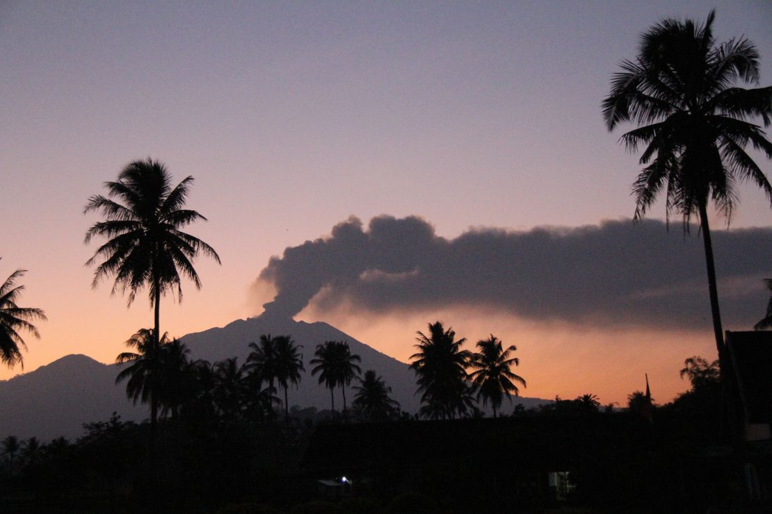 The 3,300-metre Mt Raung volcano emitted ash and steam on July 12, shutting down four airports.