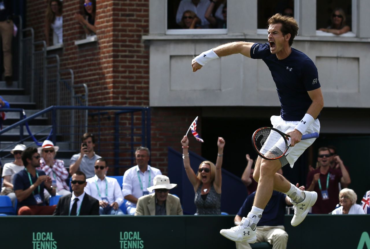 But he was jumping for joy after giving himself the chance to clinch the tie in Sunday's opening reverse singles rubber against Gilles Simon. 