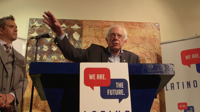 Bernie Sanders speaks to a group of artists