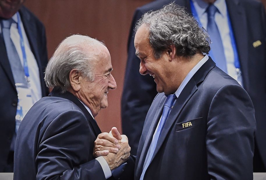 European football chief Platini, seen here with Blatter (left), is the leading candidate to replace the outgoing president. The former France captain is also a vice-president in FIFA's Executive Committee.