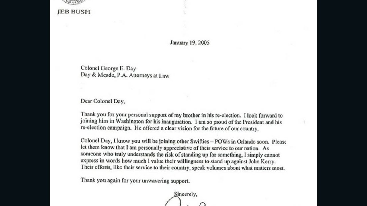 Jeb Bush swift boat letter