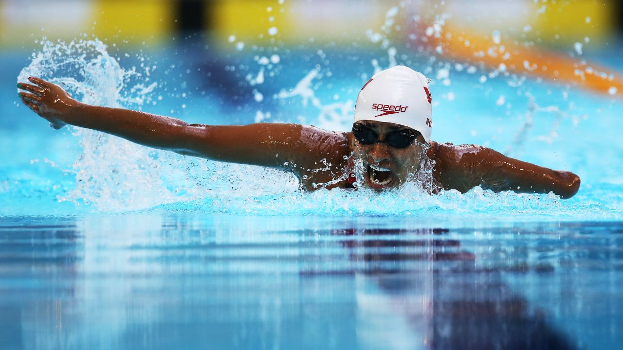 Canada's Katarina Roxon swims the 200-meter individual medley during the IPC Swimming World Championships on Sunday, July 19. The Paralympic meet was held in Glasgow, Scotland.