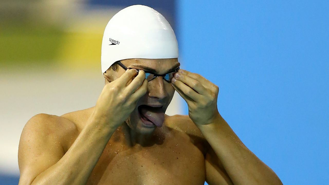 Brazilian swimmer Leonardo De Deus prepares for a race at the Pan American Games on Wednesday, July 15.