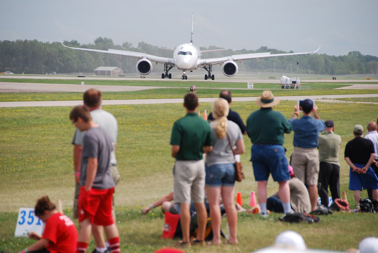 The world's newest airliner, the Airbus A350XWB, stopped at Oshkosh during its tour of North and South America.  