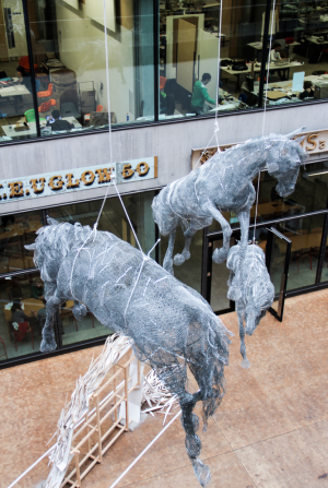 The equine-themed work also relates back to her brother Louis' experience with horse therapy, which can help mentally and physically disabled people improve their strength, balance and motor coordination.  