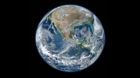 A Blue Marble image of the Earth taken from the VIIRS instrument aboard NASA's Earth-observing satellite, Suomi NPP. This composite image uses a number of swaths of the Earth's surface taken on January 4, 2012. 