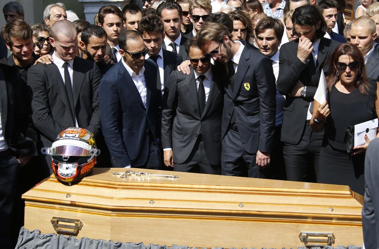 Formula One drivers -- including Pastor Maldonado and Felipe Massa (seen here) -- attend the funeral of racer Jules Bianchi, who was honored in a service at the Cathedrale Sainte Reparate in Nice on July 21.