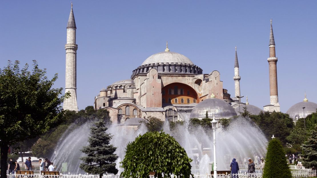 The Hagia Sophia, the Roman Empire's first Christian Cathedral, built in the Bzyantine style.