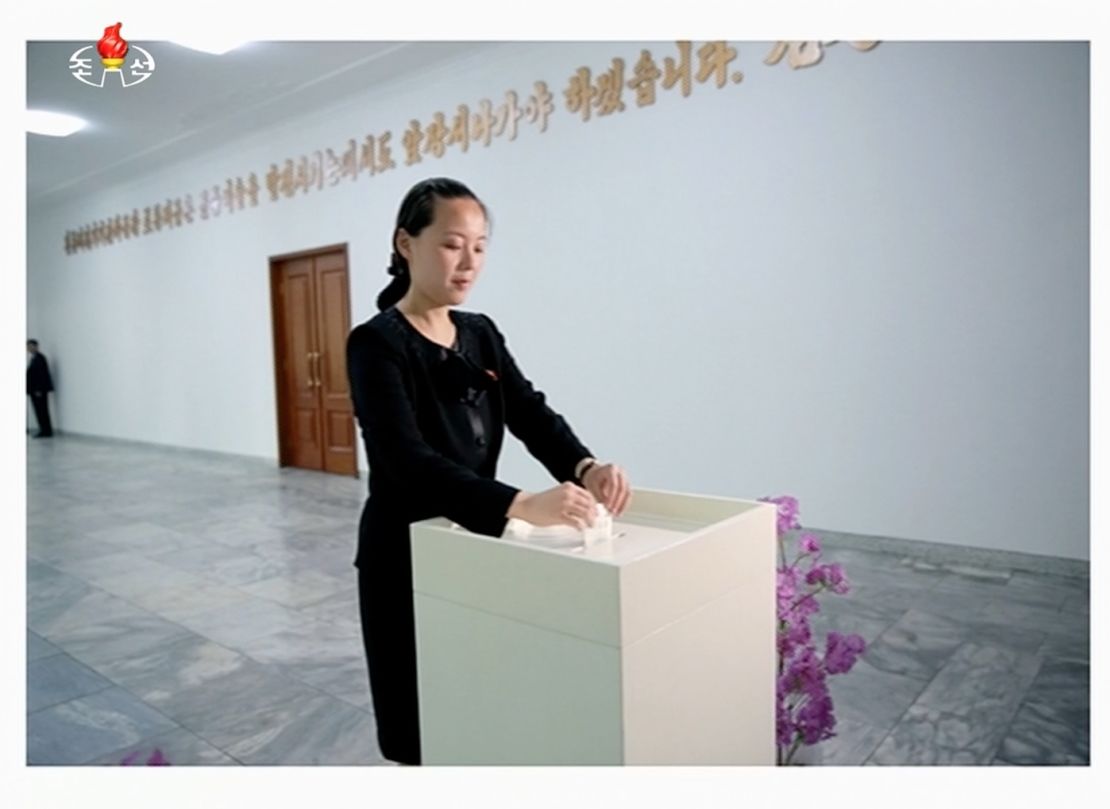 Kim Yo Jong, 28 year old sister of Supreme Leader Kim Jong Un, votes in North Korea's 2015 local elections.