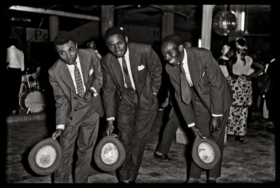 Jean Depara captured the glamor of 1950s Léopoldville (now Kinshasa) in his photographs. He was the designated photographer for the the musician Franco, and enjoyed nightclubs in the late hours to snap people as they left. He also followed the Bills -- the term for young Congolese men from working class neighborhoods who styled themselves after actors from American Westerns. (Pictured: Untitled, c. 1955-65)