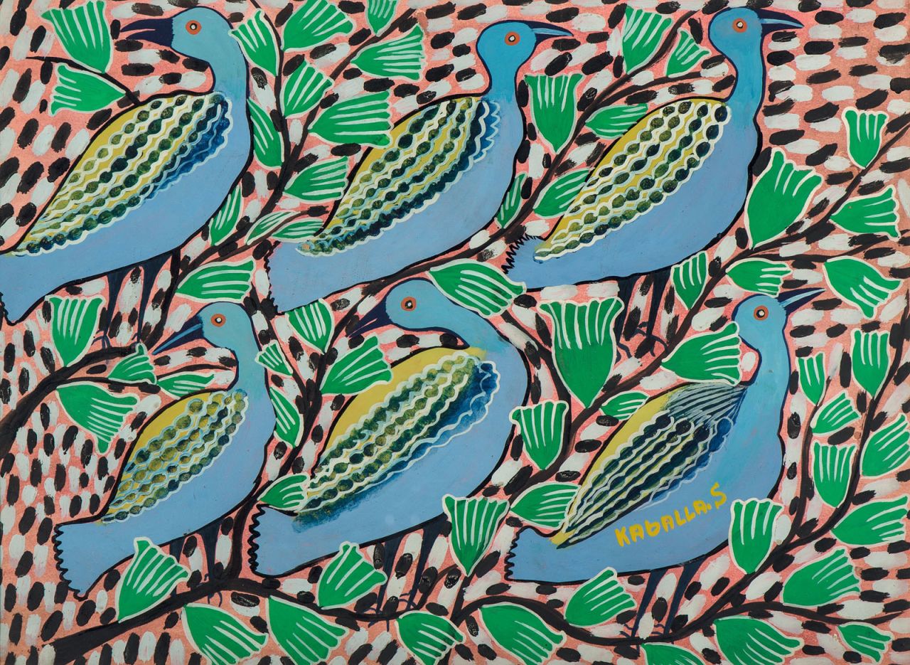 Sylvestre Kaballa was one of a dozen Congolese artists who achieved international fame in the 50s. A student of Frenchman Pierre Romain-Desfosses, Kaballa exhibited in Belgium, Paris, Rome, London at at New York's Museum of Modern Art (MoMA). (Pictured: Untitled, c. 1950)