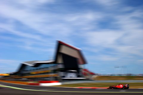 "When the car is side on, you can also choose to go really slow and lose the background, so all the colors of the crowd are swooshing," explains Thompson, who took this photo of Kimi Raikkonen's Ferrari in motion at the British Grand Prix. 