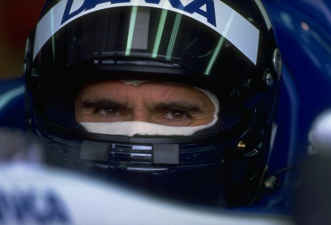 Thompson says Damon Hill, shown here in 1997, was one of his favorite drivers to photograph. "He had those eyes with a thousand-yard stare," he says.