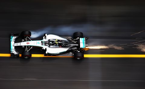 Mercedes driver Nico Rosberg was so pleased with this photo of him in action during the 2015 race around Monte Carlo that he retweeted it, calling Thompson "a legend."