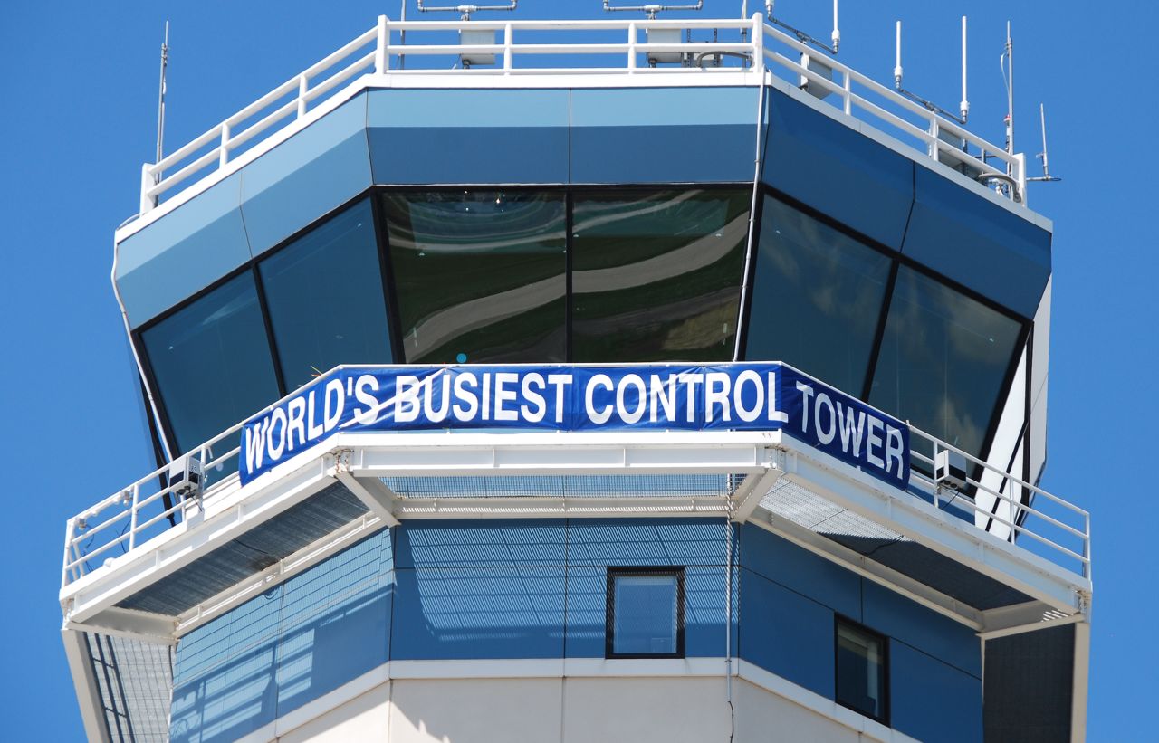 A banner on Oshkosh's air traffic control tower says it all. 