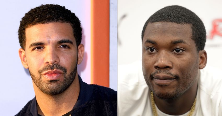 Rapper Meek Mill, right, started a Twitter spat in 2015, <a href="index.php?page=&url=http%3A%2F%2Fwww.cnn.com%2F2015%2F07%2F22%2Fentertainment%2Fmeek-mill-drake-feud-twitter-feat%2F">claiming that Drake doesn't write his own raps</a>. 