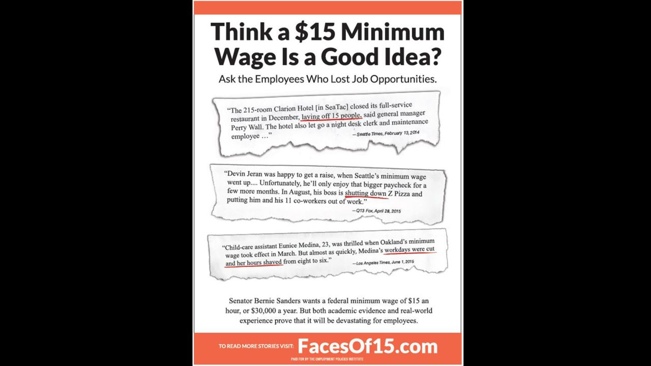 sanders ad 15 minimum wage