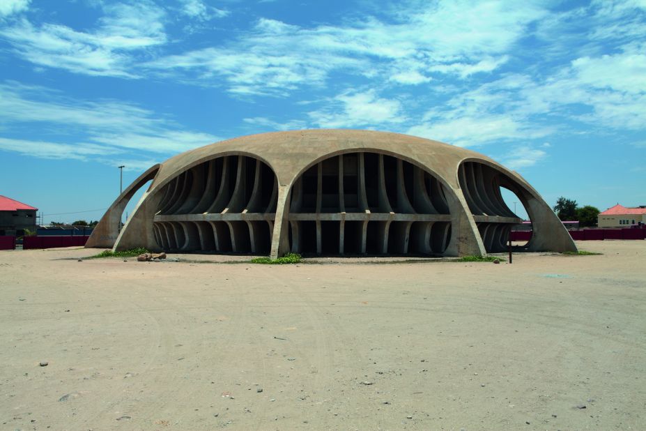 Namibe's Cine Estudio -- designed by Botelho Vasconcelos of Atelier Boper -- was never completed. While it currently lies in poor condition, a rehabilitation project is underway to save it. 