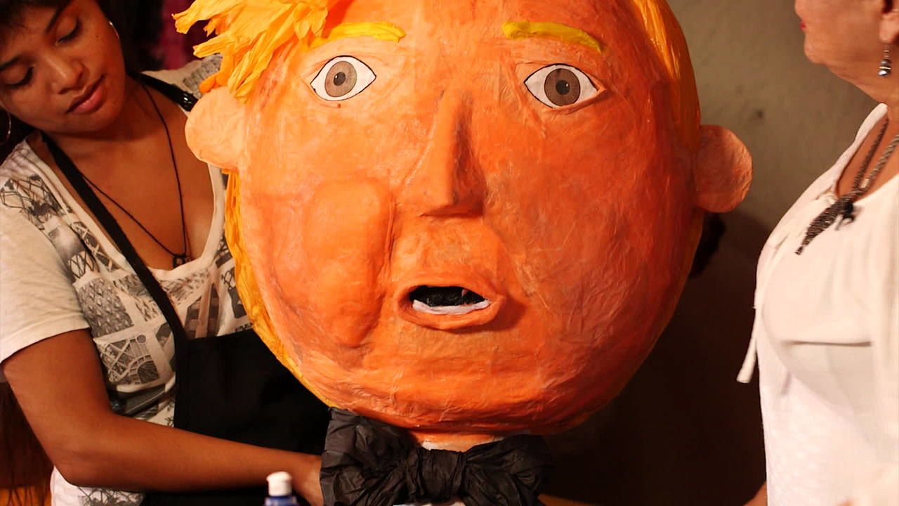 A Trump piñata is set up inside Lorena Robletto's shop in downtown Los Angeles. Piñatas in Trump's image <a href="http://www.cnn.com/2015/07/22/politics/maevewest-donald-trump-2016-silent-majority/">became hot sellers</a> following outrage and anger over his rhetoric about Mexican immigrants.
