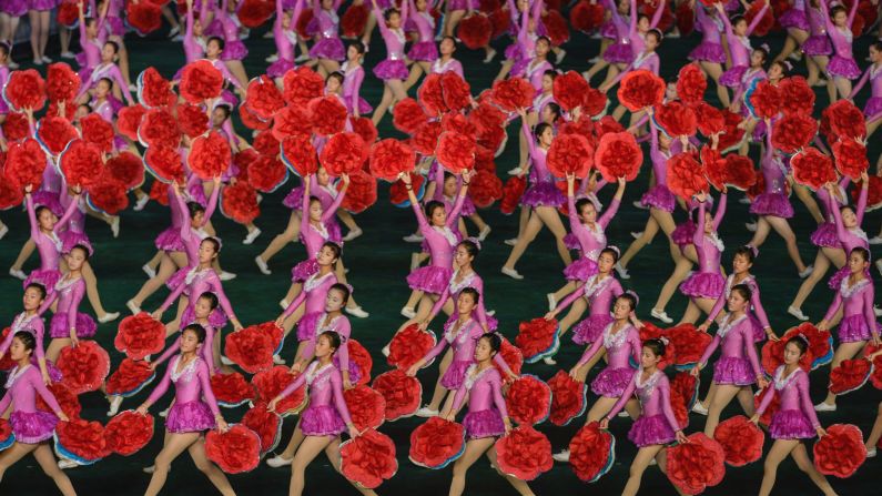 The Arirang Mass Games -- an annual North Korean artistic festival -- were suspended in 2014 and 2015. Pan watched the <a  target="_blank" target="_blank">Mass Games in 2013</a>.