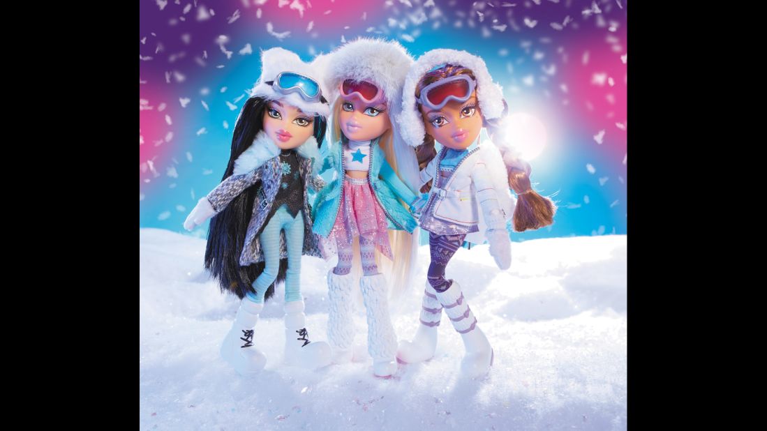 Here's what store-bought Bratz dolls look like. Pictured are "Snow Kissed" Jade, Cloe and Yasmin. Bratz has changed its formula recently to focus more on empowerment and staying plugged into technology, but the sassy clothing and makeup are still around. 