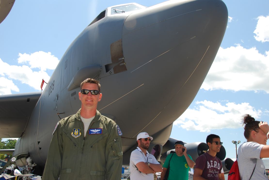 Air Force Reserve Maj. Jeremy Holt landed this B-52 bomber at Oshkosh on Friday.