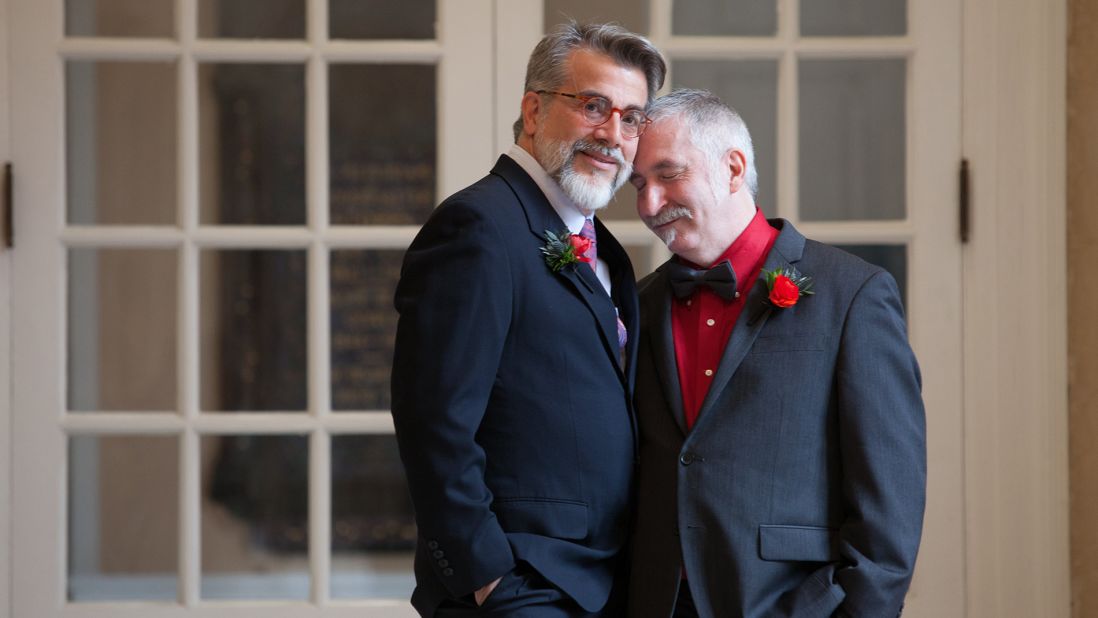 After a journey toward marriage equality, couples across the nation are now able to make their love and commitment legal and have just begun to celebrate. For many, the road that led to the Supreme Court ruling was long and hard fought, which makes the celebration even sweeter. Ray Fallon, left, and Steven Rosen, right, embrace on their wedding day at Plymouth Church, New York, where they had a small ceremony in the presence of family and friends. Their wedding was photograped by Rosen's friend<a href="http://www.alanbarnettphoto.com/#!/index" target="_blank" target="_blank"> Alan Barnett</a>.