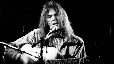 Young's solo career in the '70s presented a successful mix of acoustic and electric folk rock. His signature voice and personal lyrics give emotional weight to songs, like the existential anxiety in "Old Man" and the aimless longing in "Heart of Gold."