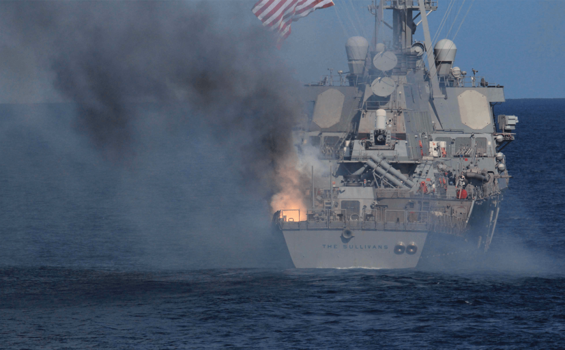 Navy Destroyer explosion 1